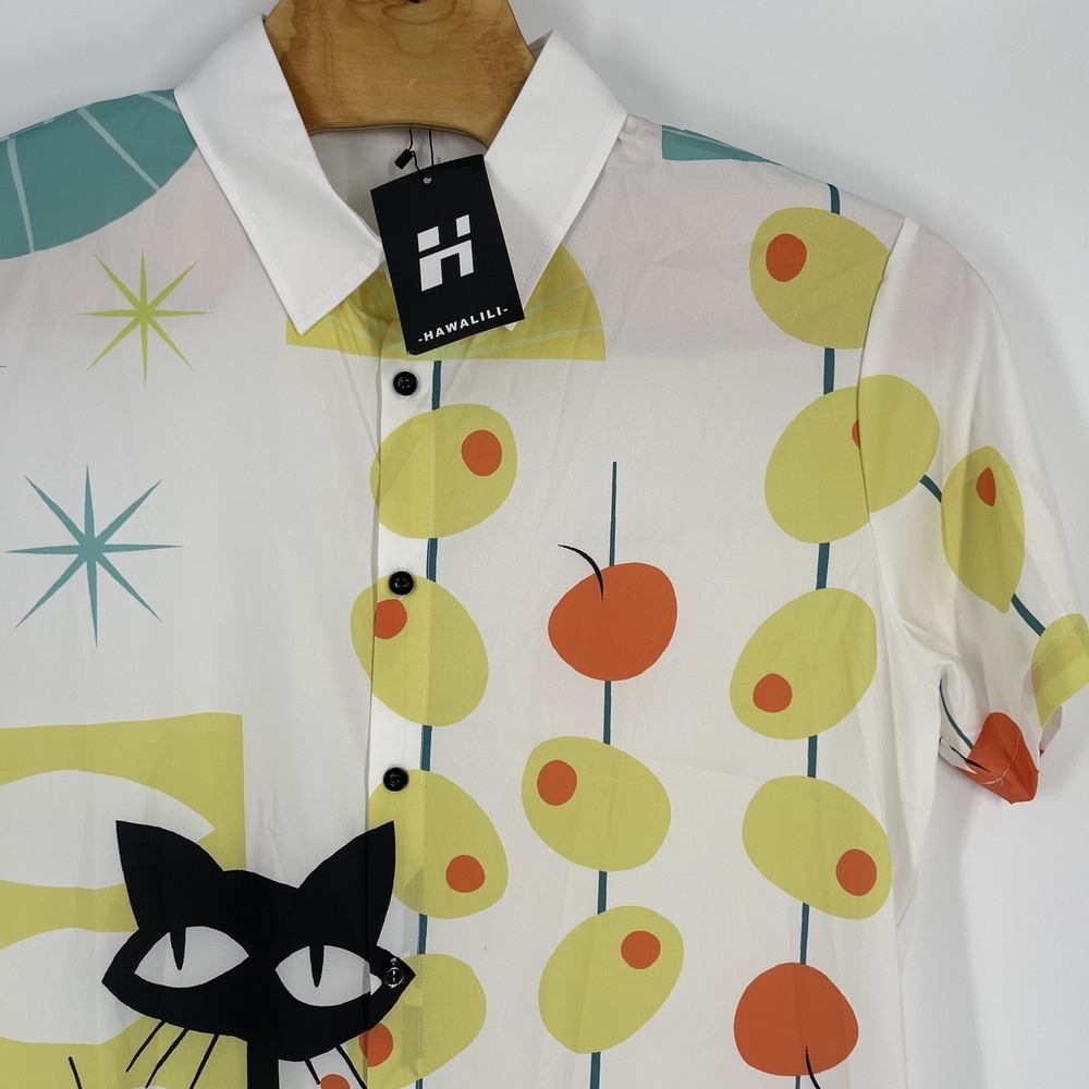 NEW Hawalili Hawaiian Retro Cat Shirt Atomic XL NWT - Picture 2 of 5